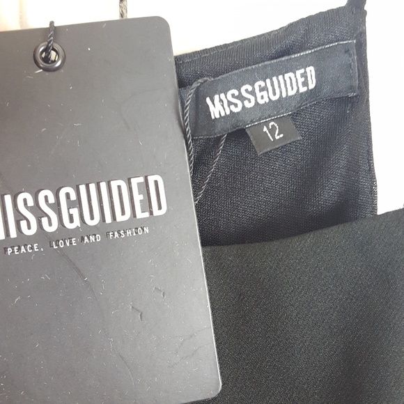 Missguided Black Low Side Party Dress Size 8 US - Picture 4 of 8